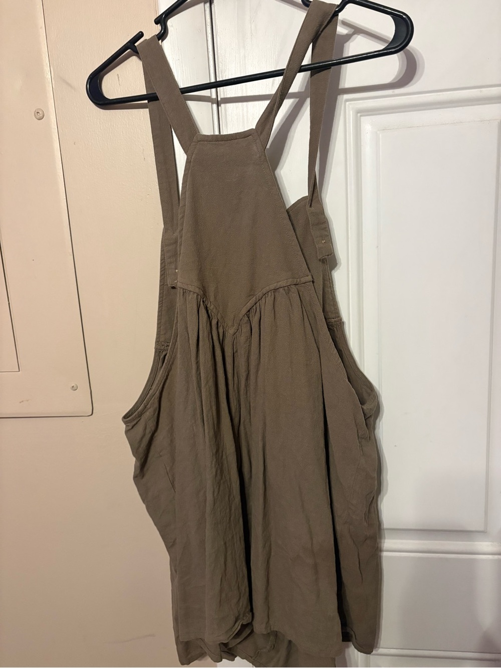 Olive Brown Pinafore Jumpsuit with Button Straps - Picture 4 of 6